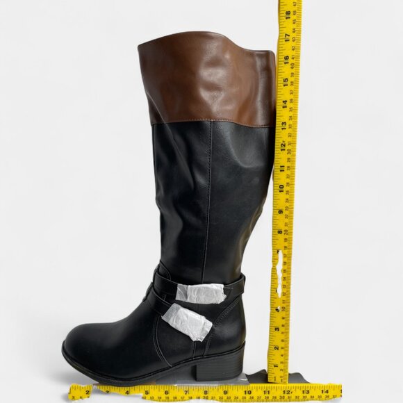 Arizona Riding Boots Brown Black Faux Leather Tall Memory Foam Lined Women's 7 - Picture 9 of 11
